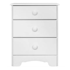 Nordic Bedside Table 3 Drawers, White