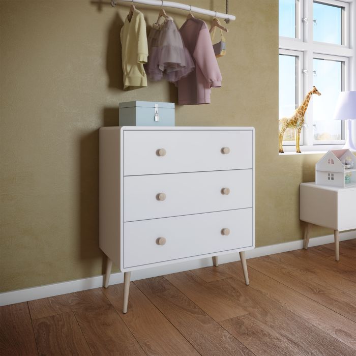 Gaia Chest of 3 Drawers in Pure White