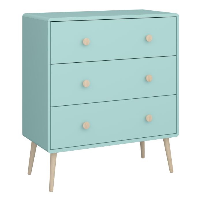 Gaia 3 Drawer Bedroom Chest in Cool Mint
