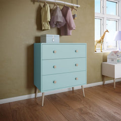 Gaia 3 Drawer Bedroom Chest in Cool Mint