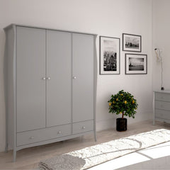 Baroque 3 Door 2 Drawer Wardrobe in Grey