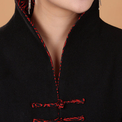 Autumn Ethnic Style Women's Retro Wool Mid-length Trench Coat