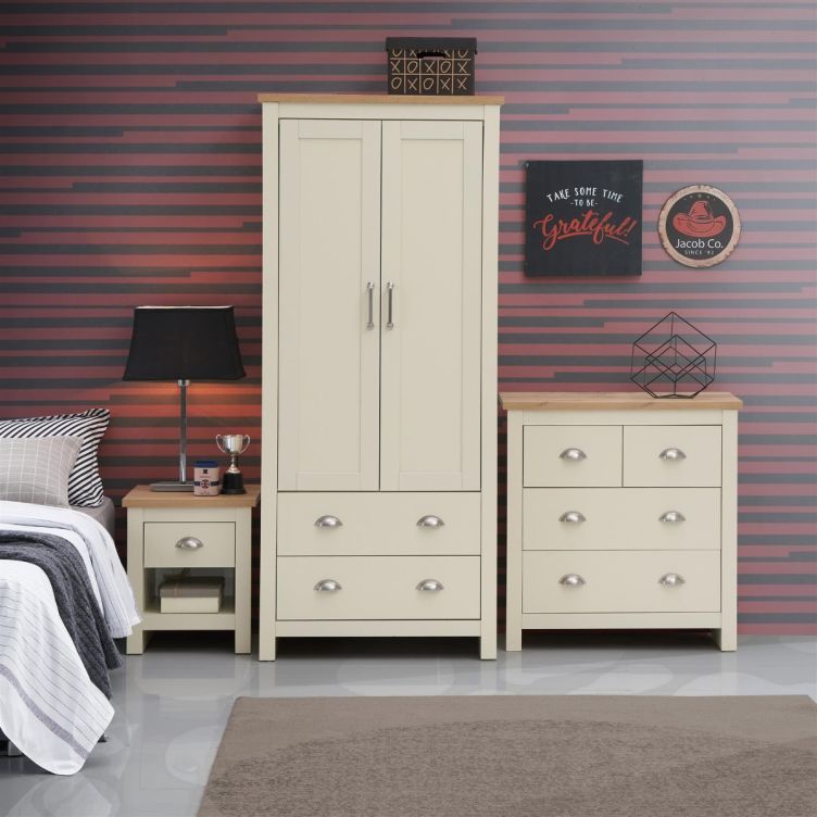 Lisbon 3 Piece Set (2 Door Wardrobe, 2+2 Chest, 1 Drw Bedside)