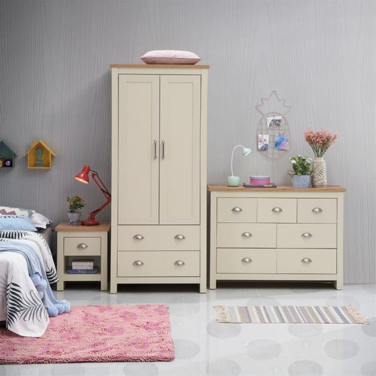 Lisbon 3 Piece Set (2 Door Wardrobe, 3+4 Chest, 1 Drw Bedside)