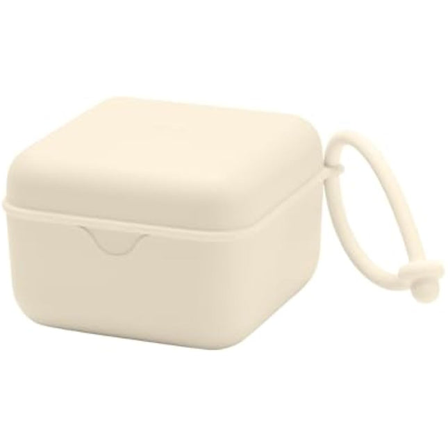 BIBS Pacifier Box with Strap. Soother Holder and Steriliser case. 100% BPA Free Food-Grade Material. Made in Denmark. Ivory