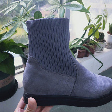 New style female student knitted wool tube Martin boots