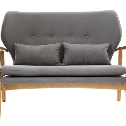 2 Seater Grey Sofa with Birchwood Frame, Stockholm