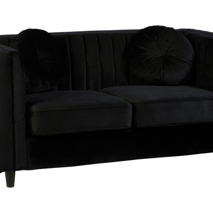 2 Seater Black Velvet Sofa, Farah