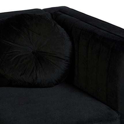 2 Seater Black Velvet Sofa, Farah