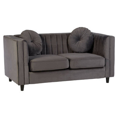 2 Seater Grey Velvet Sofa, Farah