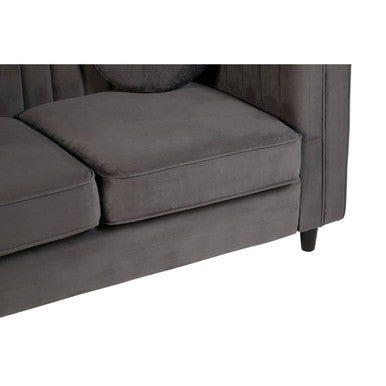 2 Seater Grey Velvet Sofa, Farah