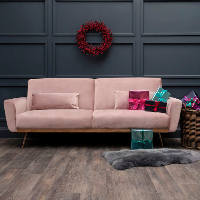 Pink Velvet Sofa Bed, Hatton