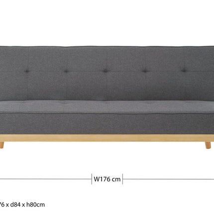 3 Seater Grey Sofa Bed, Stockholm