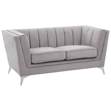 2 Seater Grey Velvet Sofa, Hansa