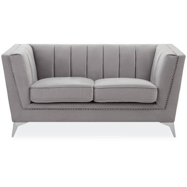 2 Seater Grey Velvet Sofa, Hansa