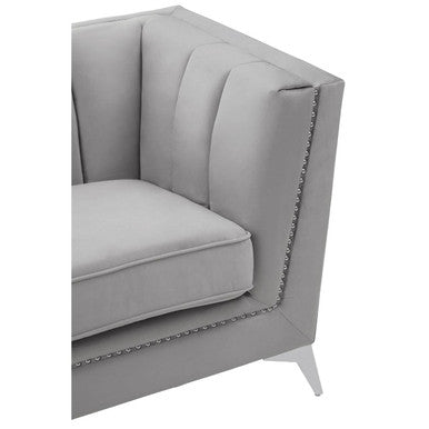 2 Seater Grey Velvet Sofa, Hansa