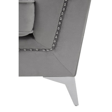 2 Seater Grey Velvet Sofa, Hansa