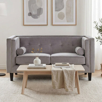 2 Seater Grey Velvet Sofa, Felisa