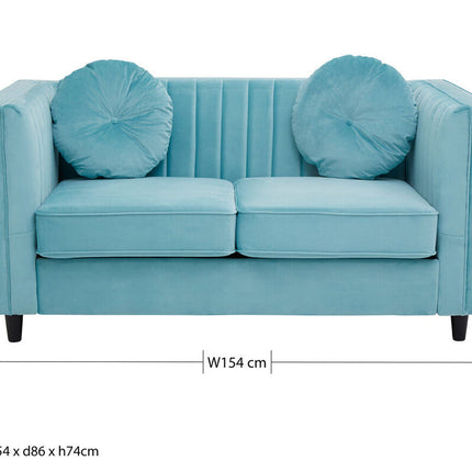 2 Seater Green Velvet Sofa, Farah