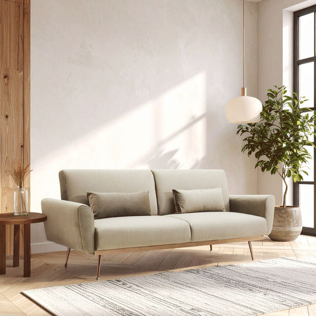 Mink Velvet Sofa Bed, Hatton