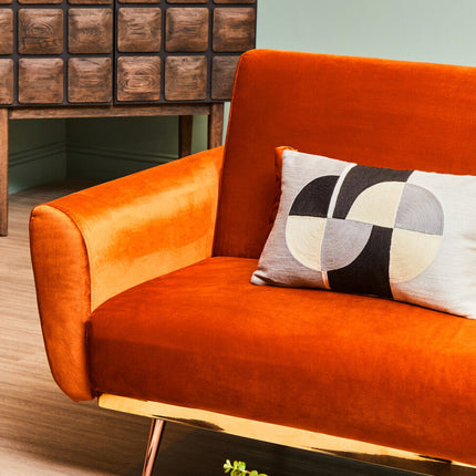 Burnt Orange Velvet Sofa Bed, Hatton