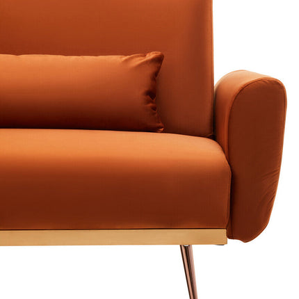Burnt Orange Velvet Sofa Bed, Hatton