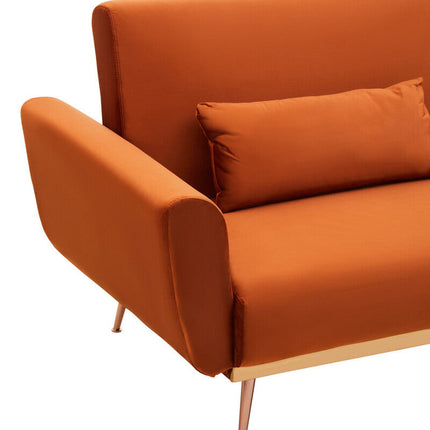 Burnt Orange Velvet Sofa Bed, Hatton