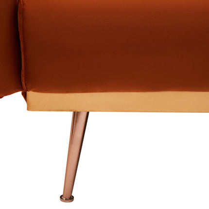 Burnt Orange Velvet Sofa Bed, Hatton