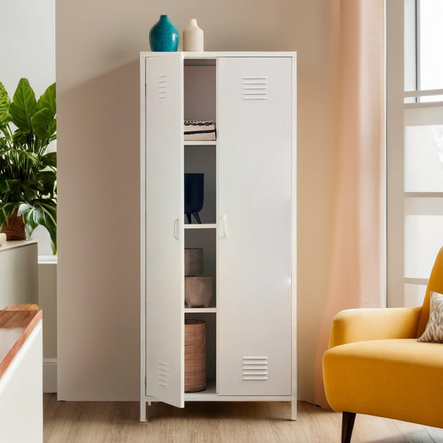 Academy White Two Door Locker Style Wardrobe