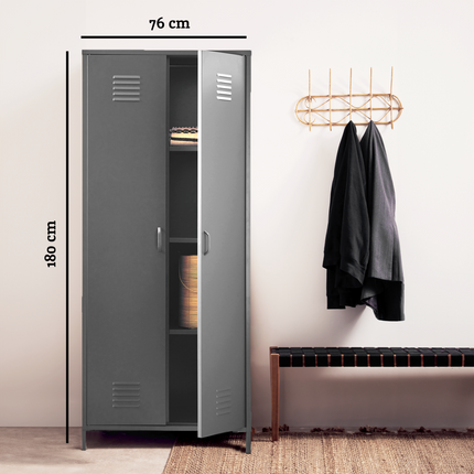 Academy Grey Two Door Locker Style Wardrobe