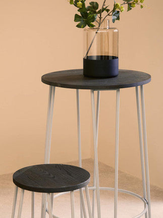 District 3 Piece Elm Wood Bar Table And Stool Set