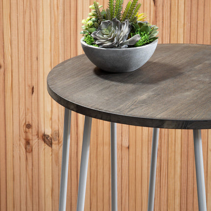 District 3 Piece Elm Wood Bar Table And Stool Set