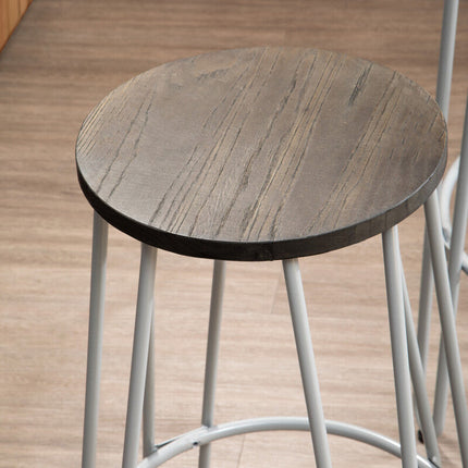 District 3 Piece Elm Wood Bar Table And Stool Set