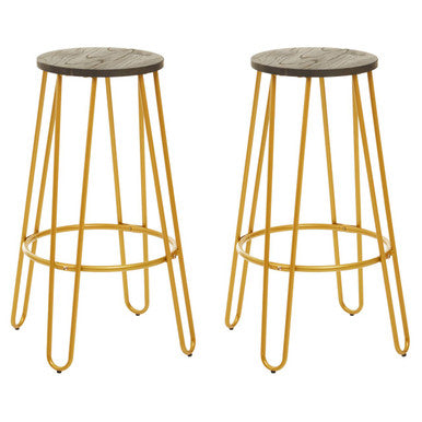 District 3 Piece Gold Finish Bar Table Stool Set