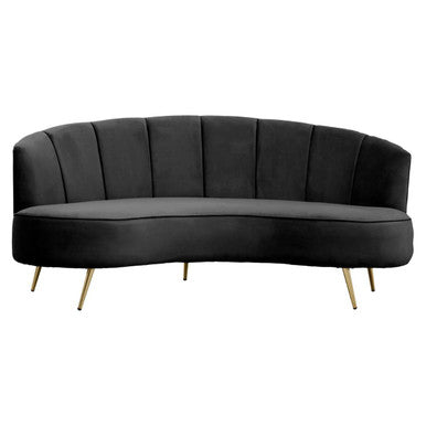 3 Seater Black Velvet Sofa, Hasna