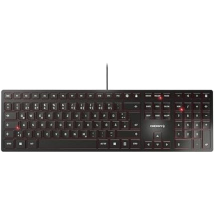 CHERRY KC 6000 SLIM, Ultra-Flat Design Keyboard, German Layout (QWERTZ), Wired (USB-A Connection), Quiet, Durable Key Labelling, Black