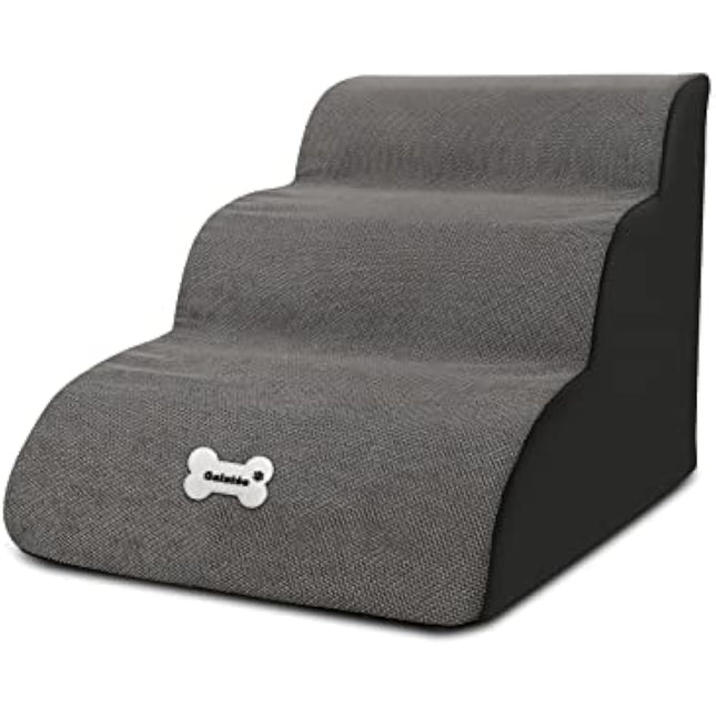 Galatée Pet Stairs, Washable & Zippered Cover Removable Pet Ramp, High Density Foam Dog Stairs, Dog Steps, 3 Floors Of Pet Stairs, Dog Sofa Bed(Grey)