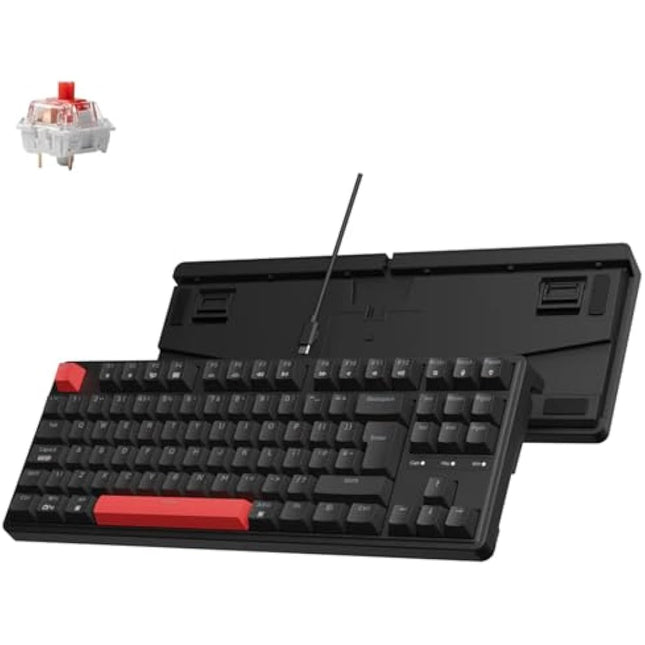 Keychron C3 Pro Custom Gaming Keyboard ISO UK Layout, QMK/VIA Programmable 87 Keys Compact TKL Wired Mechanical Keyboard, Red LED Backlits Gasket Mount with Red Switches for Mac/Windows/Linux