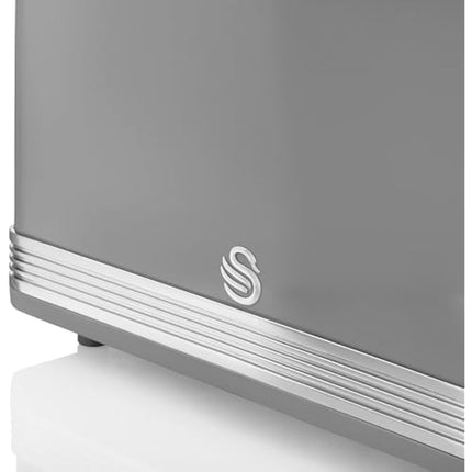 Swan ST19010GRN Retro 2-Slice Toaster with Defost/Reheat/Cancel Functions, Cord Storage, 815W, Retro Grey