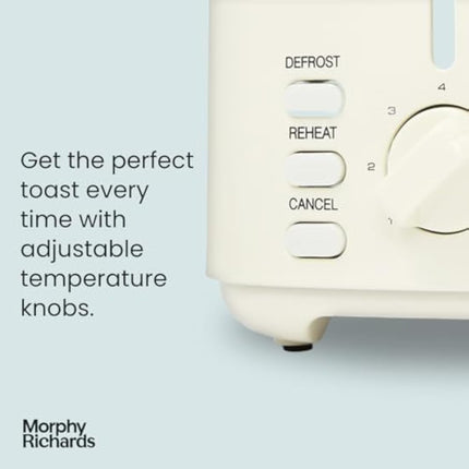 Morphy Richards Equip Cream 2 Slice Toaster - Defrost And Reheat Settings - 2 Slot - Stainless Steel - 222065