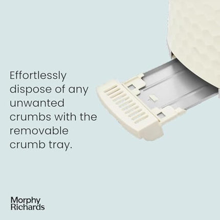 Morphy Richards Hive Cream 2 Slice Toaster - Gloss Finish - Plastic - 2 Slot - 220032