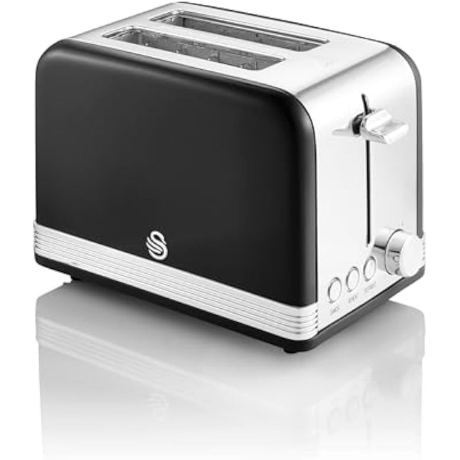 Swan ST19010BN Toaster, Stainless Steel, 815 W, Black