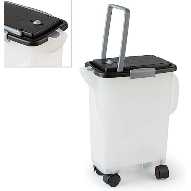 PetFusion Portable Dog & Cat Food Container - Heavy Duty Food Bin With Wheels, 10kg Storage (42 x 30 x 48cm)