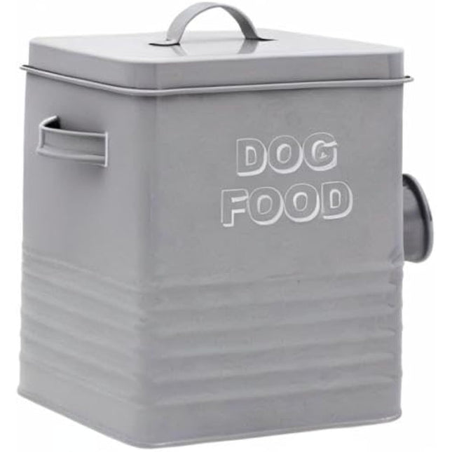 Lesser & Pavey New Sweet Home Dog Food tin with Scoop, Metal, Grey, 18 x 15 x 25 cm