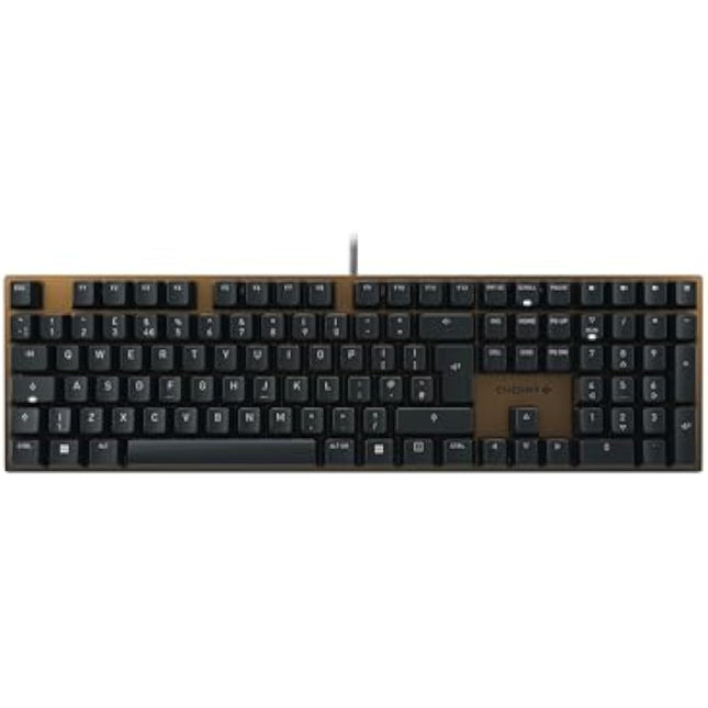 CHERRY KC 200 MX, Mechanical Office Keyboard with Anodised Metal Plate, UK Layout (QWERTY), Wired, MX2A SILENT RED Switches, Bronze/Black