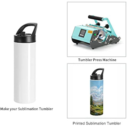 PYD Life Sublimation Tumblers Blanks Cups Water Bottle White 20 OZ Skinny Straight Sports Bottles Mugs with Portable Sippy Up Lid with Straw,for Tumbler Heat Press 4 Pack