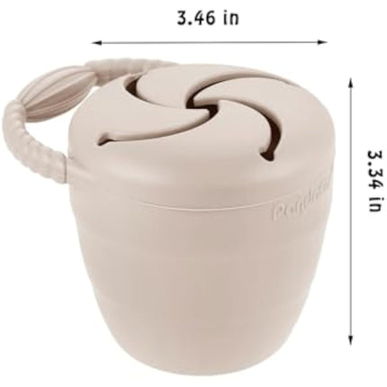 PandaEar 2 Pack Toddler Snack Pots, Collapsible Silicone Baby Snack Pots Cups, Spill Proof Toddler Snack Box Storage Container Food Catcher, Light Tan/Walnut