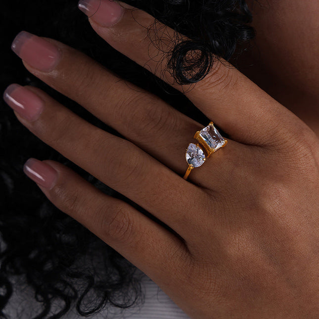 Titanium Steel No Fading INS Special Interest Light Luxury Open Ring Adjustable