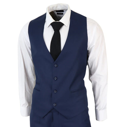 IM1 Men's Classic Plain Navy 3 Piece Suit