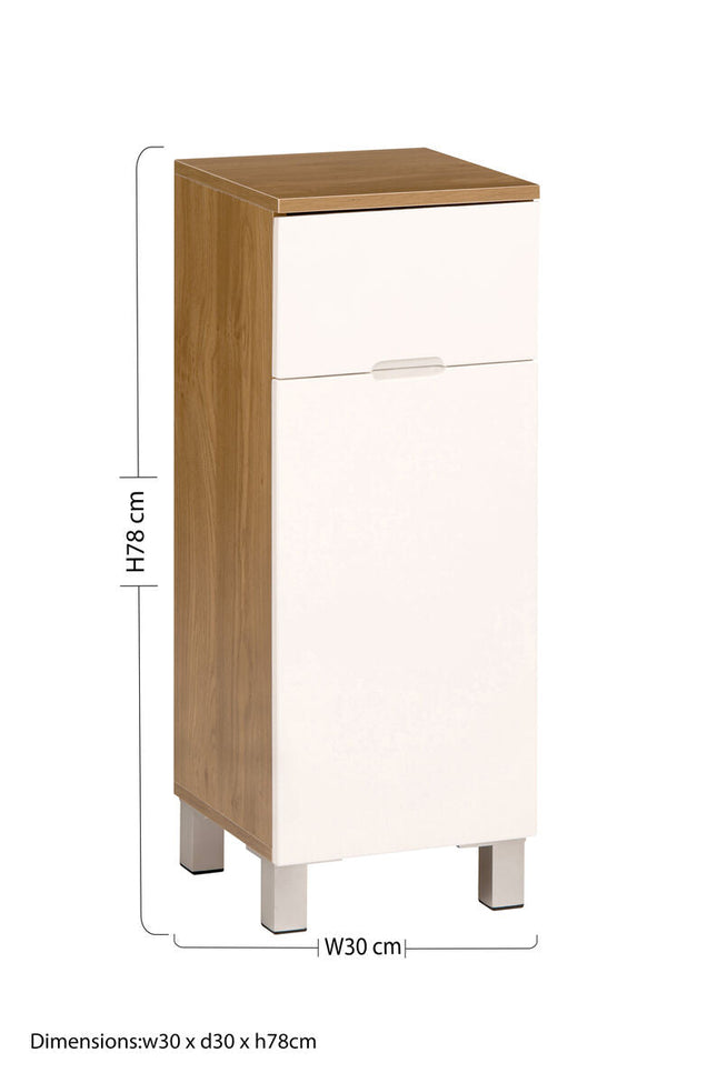 Vida Oak Effect 1 Drawer 1 Door Standing Cabinet